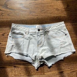 rvca light wash denim shorts